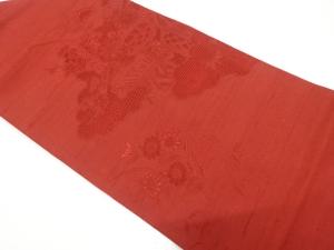 節紬　汕頭蘇州刺繍　垣根に草花模様　名古屋帯